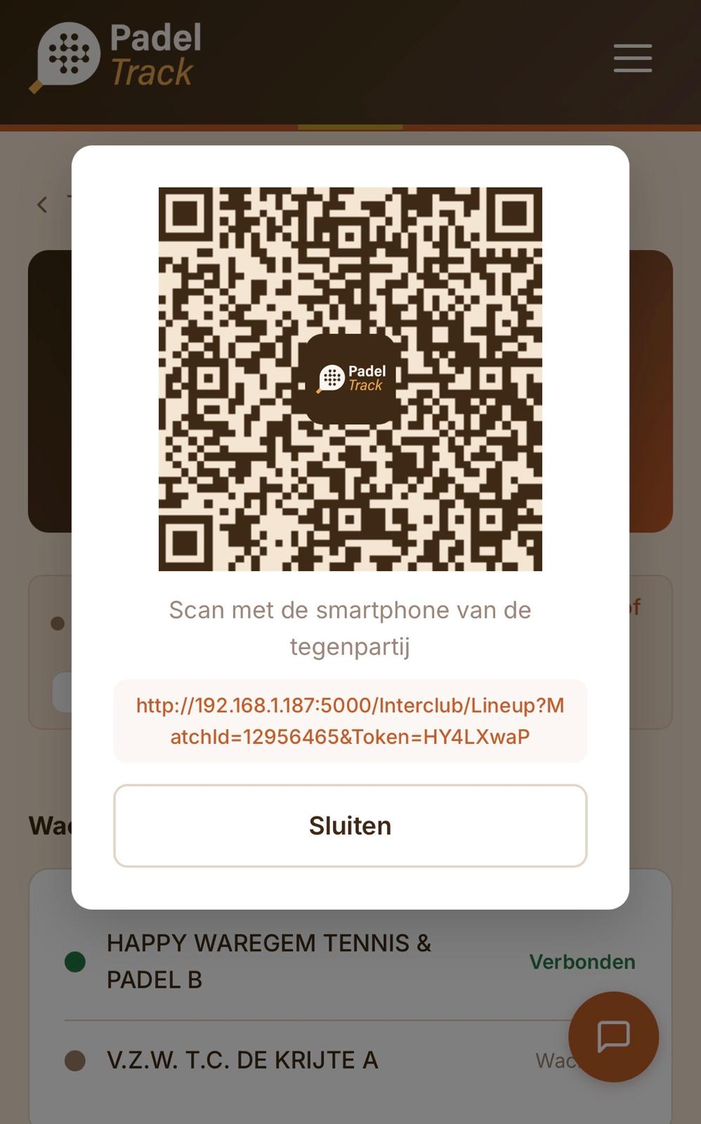 QR-code delen met tegenpartij